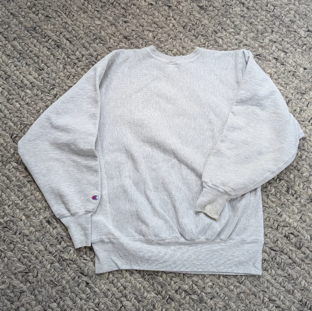 Vintage 90's Champion Reverse Weave Manhattan College Sweatshirt Gray Green XL - Picture 3 of 9
